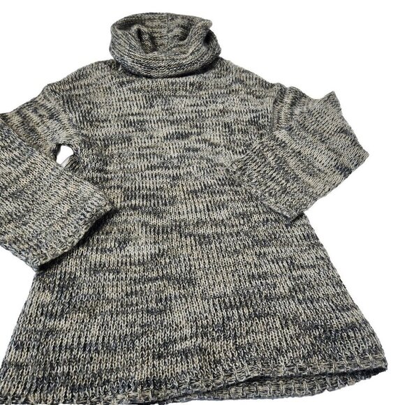H&M Womens Size XS Turtleneck Sweater Alpaca Blend Gray White - Picture 1 of 7
